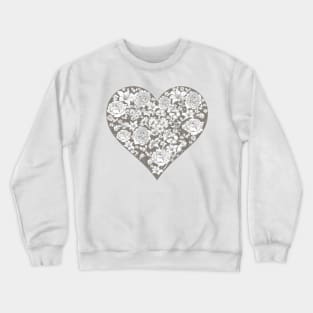 Vintage flowers in silver heart Crewneck Sweatshirt